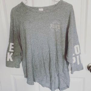 Grey 3/4 sleeve length shirt from pink